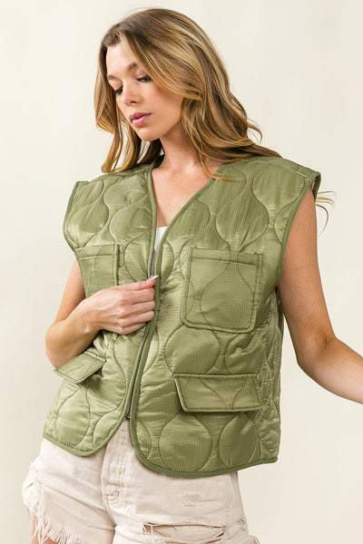 embrace the grace quilted vest | olive