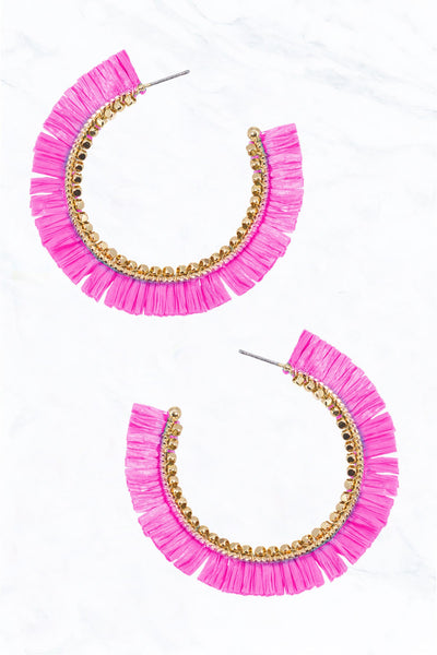 colorful raffia hoop earrings!