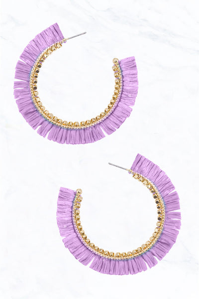 colorful raffia hoop earrings!