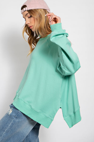 bahama breeze terry knit pullover | seafoam