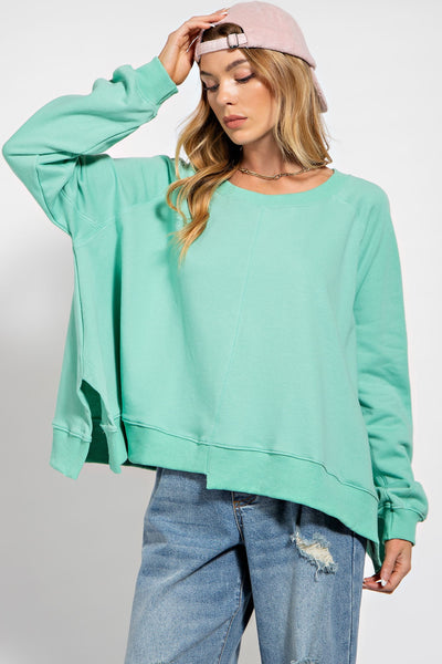 bahama breeze terry knit pullover | seafoam