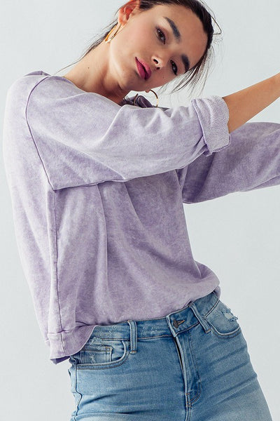 sure felt right vintage wash pullover | lavender