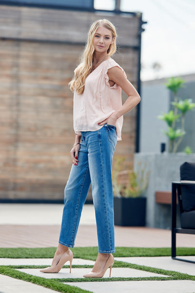phillip high rise straight mom jeans | medium dark