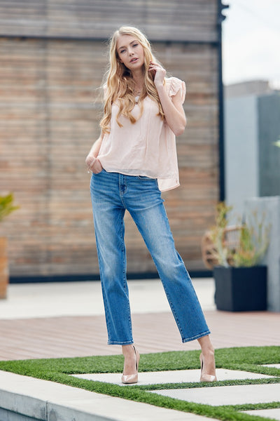 phillip high rise straight mom jeans | medium dark