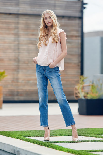 phillip high rise straight mom jeans | medium dark