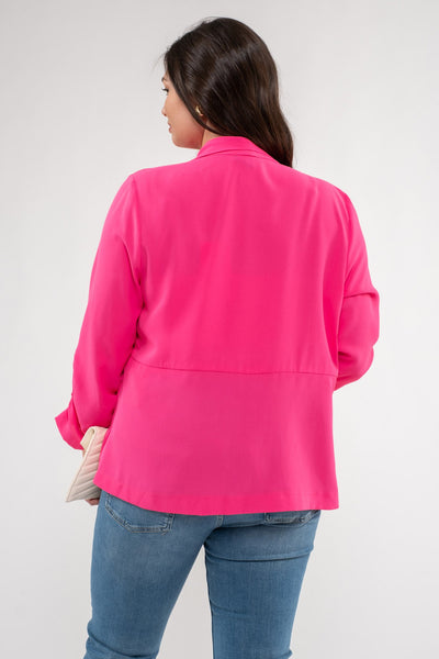 make it count ruched sleeve blazer | fuchsia