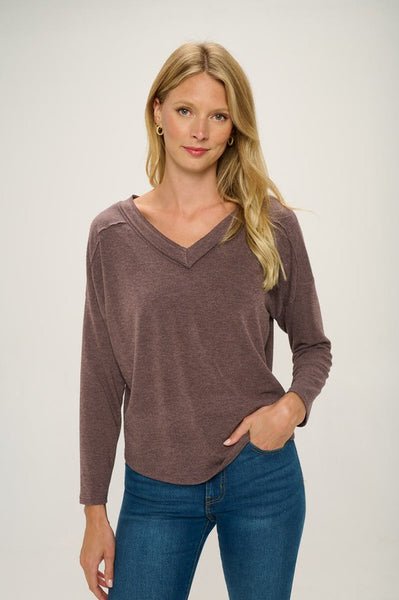 never a doubt french terry top | brown