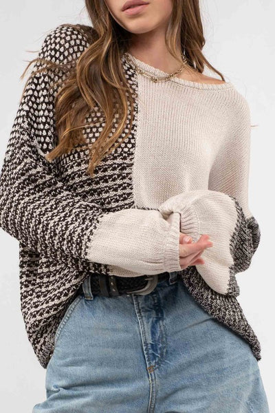 out of reach colorblock sweater | black