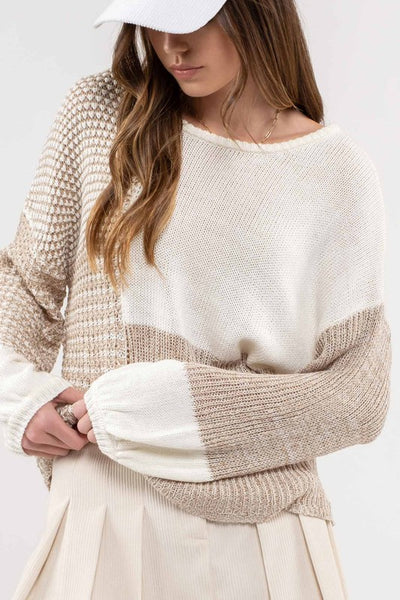 out of reach colorblock sweater | taupe