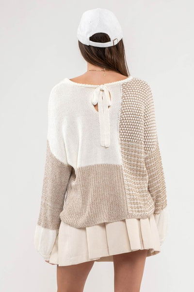 out of reach colorblock sweater | taupe