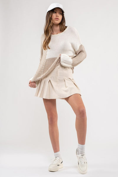 out of reach colorblock sweater | taupe