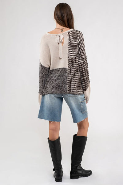 out of reach colorblock sweater | black