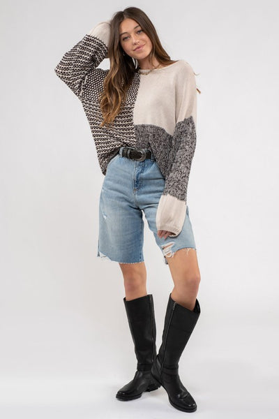 out of reach colorblock sweater | black