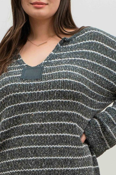 completely smitten striped sweater, plus | hunter green
