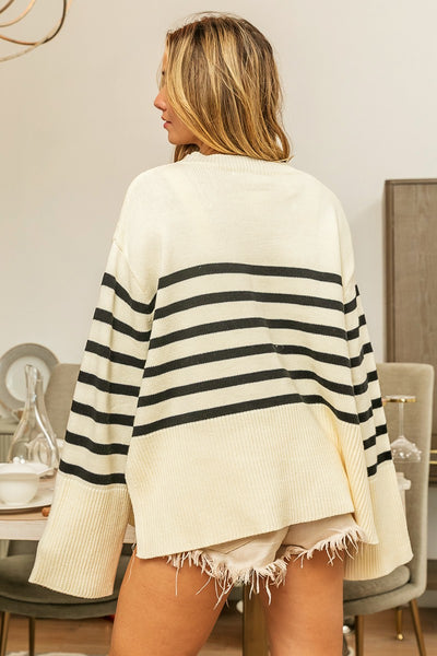glimpse in time ribbed hem sweater | ivory