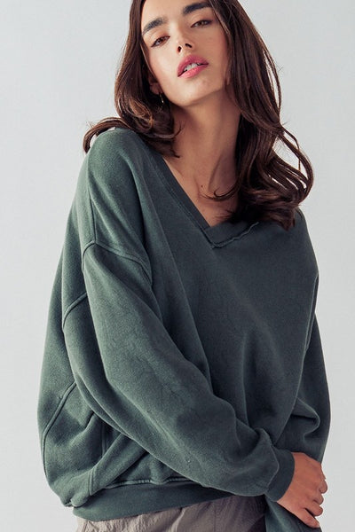 know you better vintage wash pullover | sage leaf