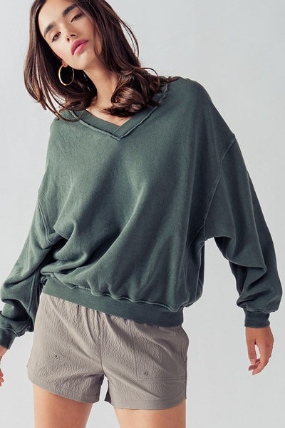 know you better vintage wash pullover | sage leaf