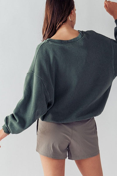 know you better vintage wash pullover | sage leaf