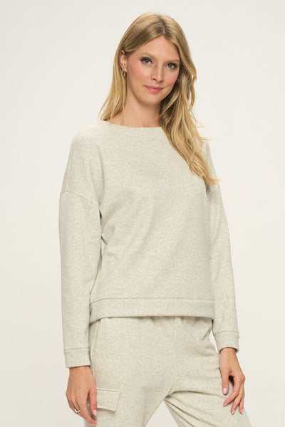 exceptionally chill fleece lined top | heather grey