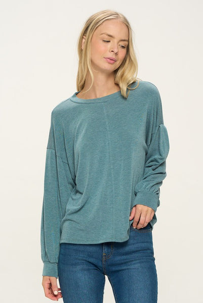in my element french terry top | hunter green