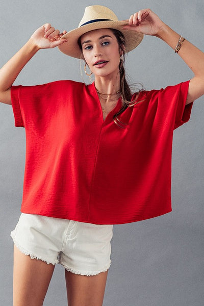 all i know oversized top | fiery red