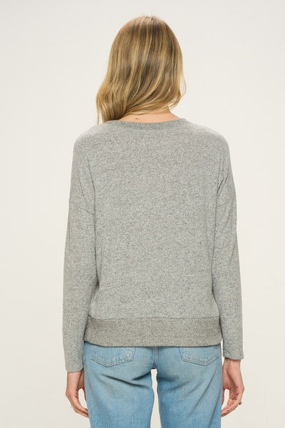 full circle brushed knit top | heather grey