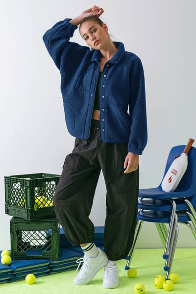 let's get lost fleece jacket | royal blue