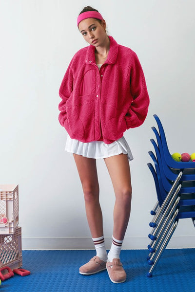 let's get lost fleece jacket | fuchsia