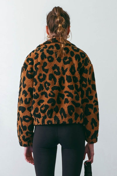 back in style sherpa jacket | leopard