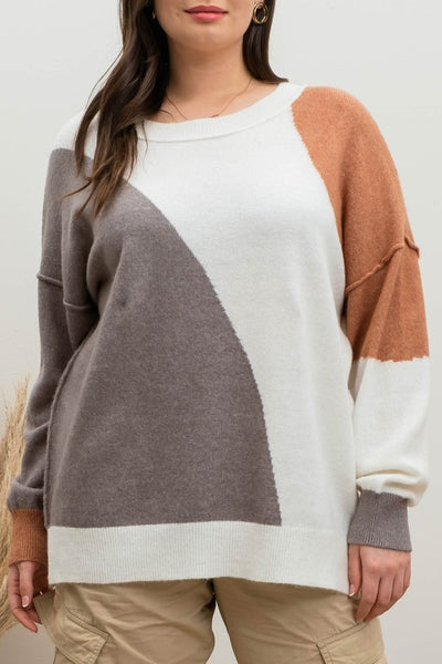 meet me there colorblock sweater, plus | sienna