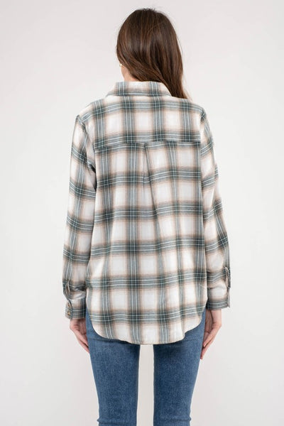 destined to be plaid button up | pine