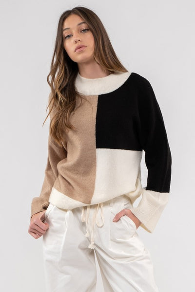nothing on you colorblock sweater | black