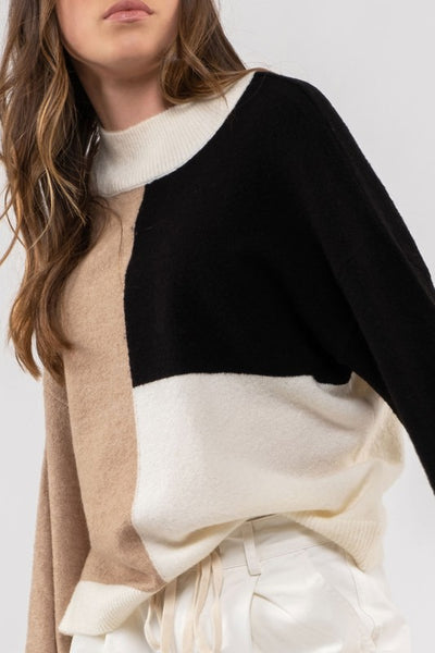 nothing on you colorblock sweater | black