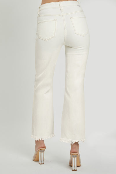 chase distressed straight leg jeans | cream