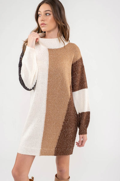 in a fall frenzy sweater dress | ivory multi