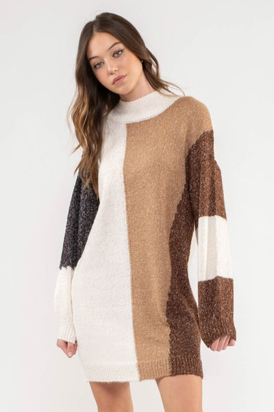 in a fall frenzy sweater dress | ivory multi