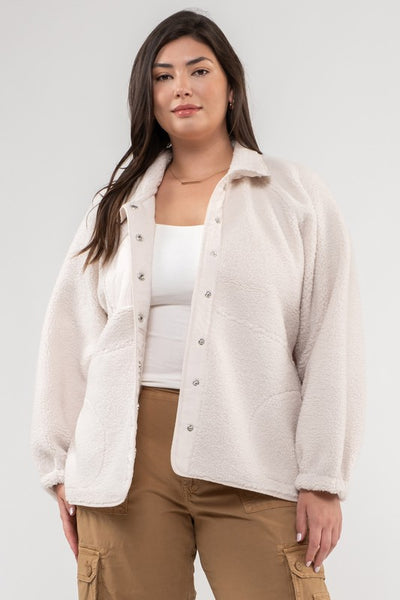let's get lost sherpa jacket, plus size | ivory