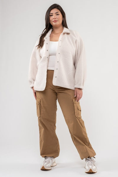let's get lost sherpa jacket, plus size | ivory