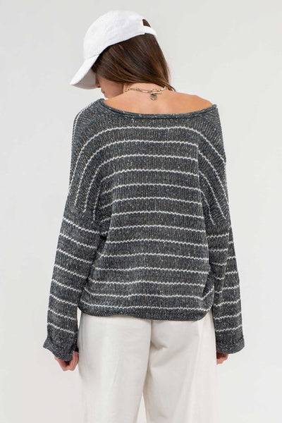 completely smitten striped sweater | hunter green