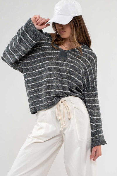completely smitten striped sweater | hunter green