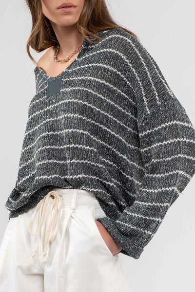 completely smitten striped sweater | hunter green