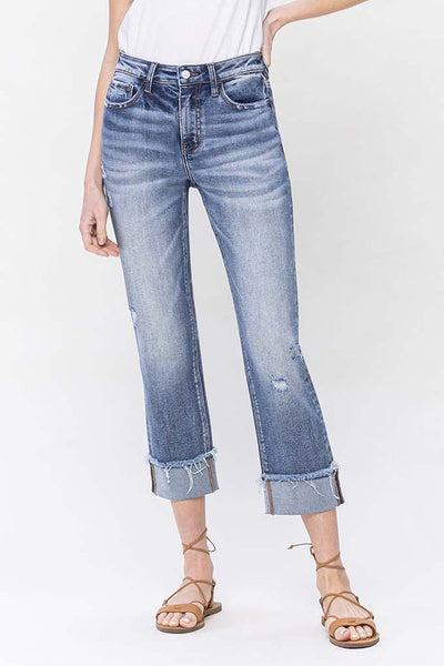 scout high rise cuffed straight jeans | infallible