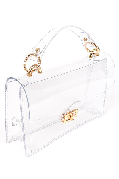 clear gameday flap bag | gold