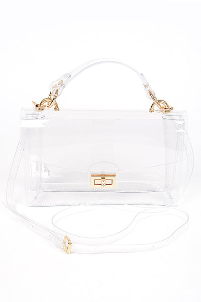 clear gameday flap bag | gold
