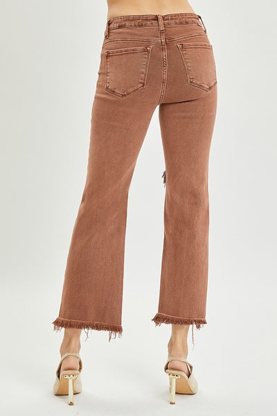 chase distressed straight leg jeans | espresso