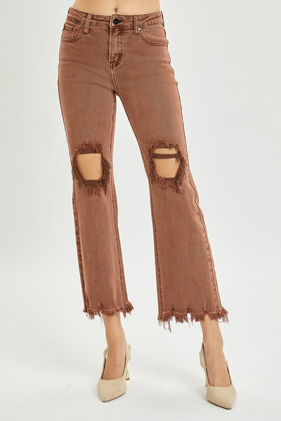 chase distressed straight leg jeans | espresso