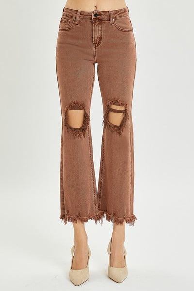 chase distressed straight leg jeans | espresso