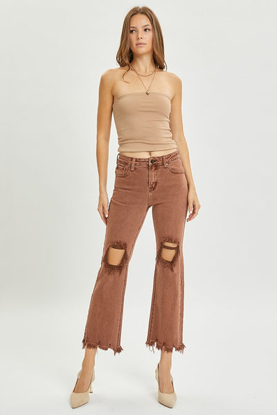 chase distressed straight leg jeans | espresso