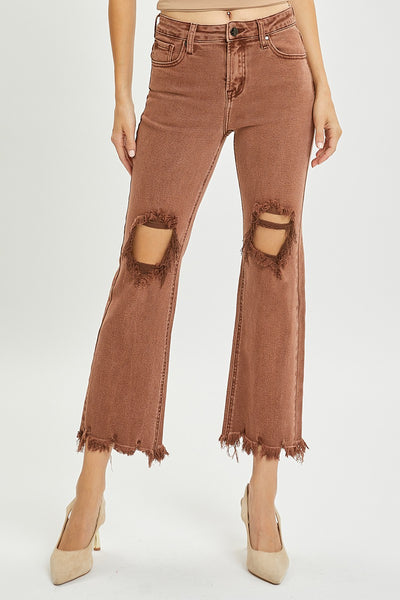 chase distressed straight leg jeans | espresso