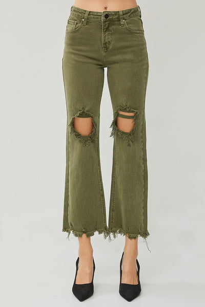 chase distressed straight leg jeans | moss